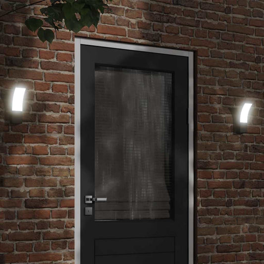 vidaXL Outdoor LED Wall Lights 2pcs Black Die-cast Aluminium - 11682
