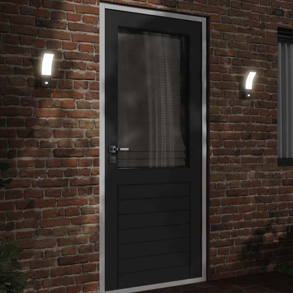 vidaXL Outdoor LED Wall Lights with Sensors 2pcs Black Die-cast Aluminium - 11726