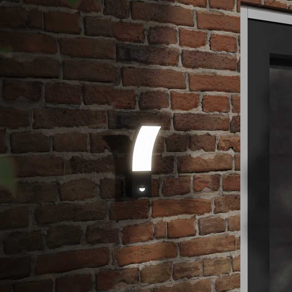 vidaXL Outdoor LED Wall Lights with Sensors 2pcs Black Die-cast Aluminium - 11726