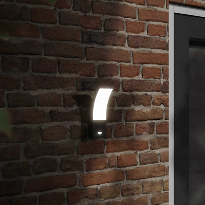 vidaXL Outdoor LED Wall Lights with Sensors 2pcs Black Die-cast Aluminium - 11726