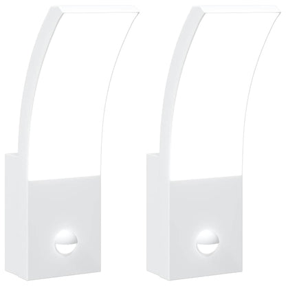 vidaXL Outdoor LED Wall Lights with Sensors 2pcs White Die-cast Aluminium
