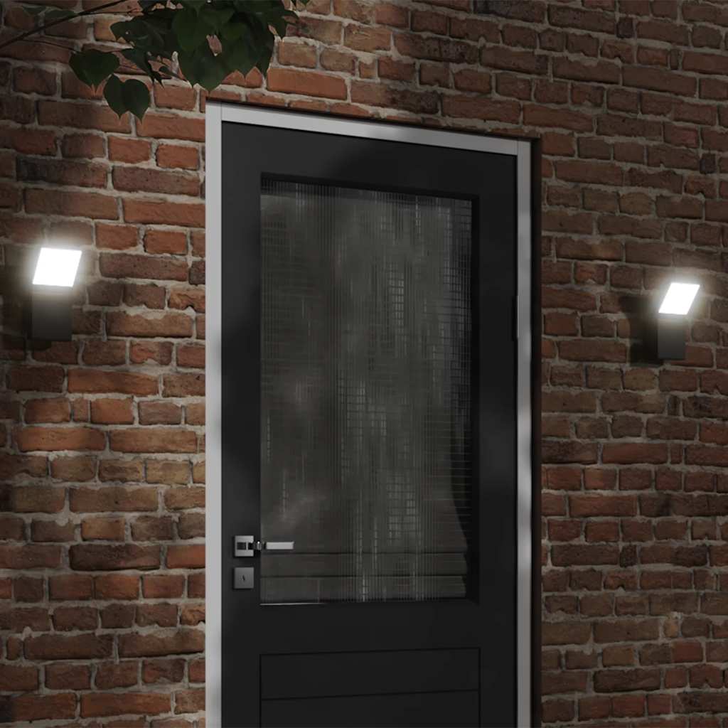 vidaXL Outdoor LED Wall Lights 2pcs Black Die-cast Aluminium