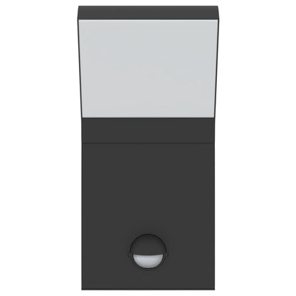 vidaXL Outdoor LED Wall Lights with Sensors 2pcs Black Die-cast Aluminium