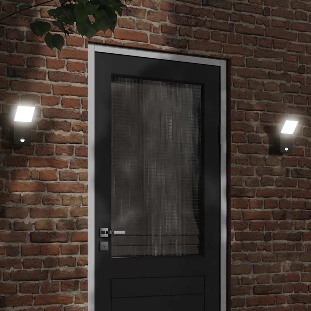 vidaXL Outdoor LED Wall Lights with Sensors 2pcs Black Die-cast Aluminium