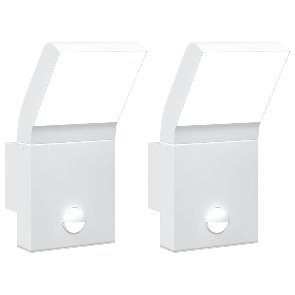 vidaXL Outdoor LED Wall Lights with Sensors 2pcs White Die-cast Aluminium - 52946