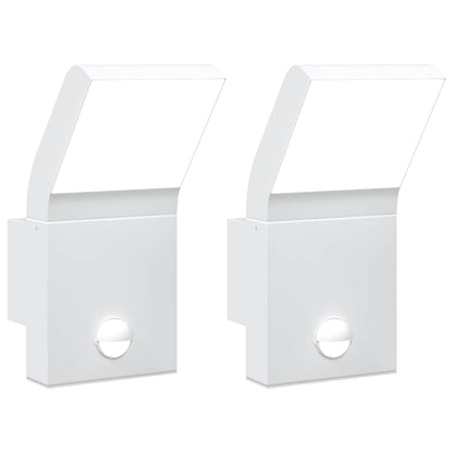 vidaXL Outdoor LED Wall Lights with Sensors 2pcs White Die-cast Aluminium - 52946