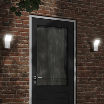 vidaXL Outdoor LED Wall Lights with Sensors 2pcs White Die-cast Aluminium - 52946