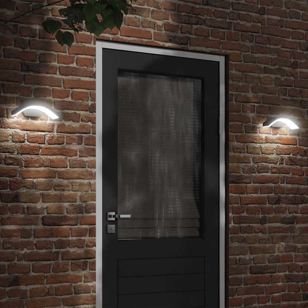 vidaXL Outdoor LED Wall Lights 2pcs Black Die-cast Aluminium - 52950