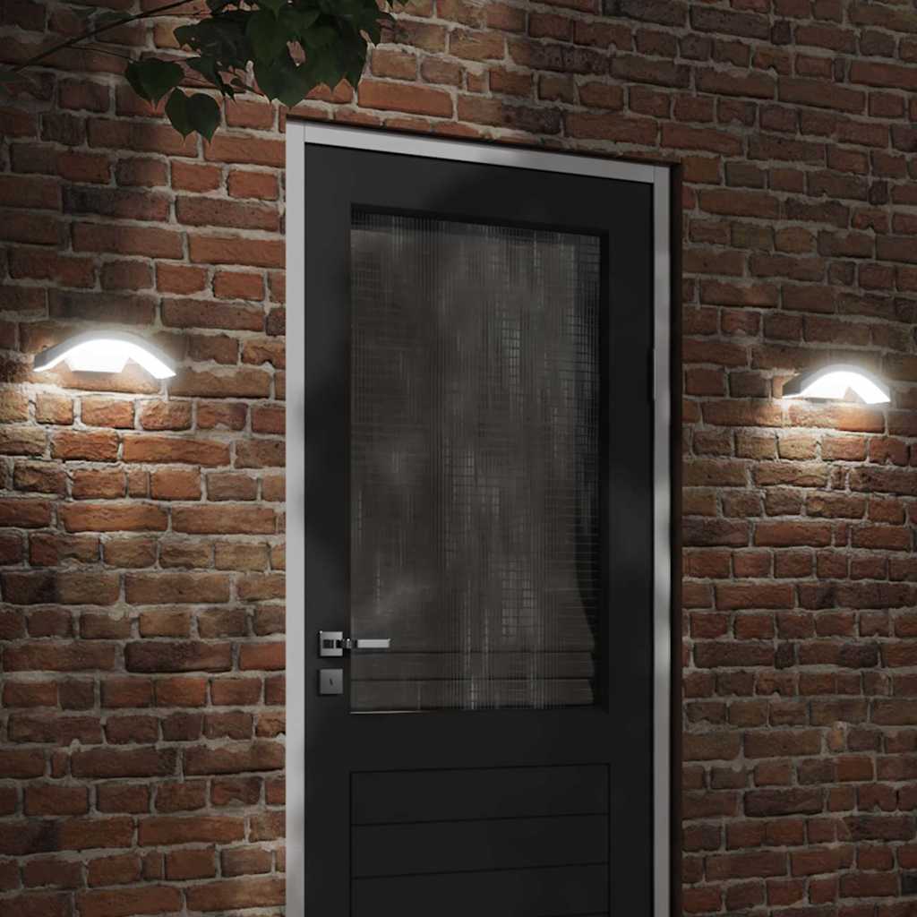 vidaXL Outdoor LED Wall Lights with Sensors 2pcs White Die-cast Aluminium - 52980