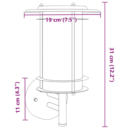 vidaXL Outdoor Wall Light Silver Stainless Steel - 52984