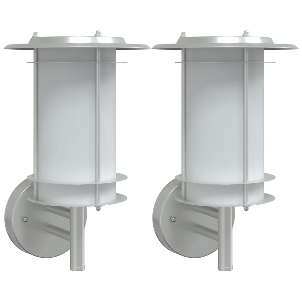 vidaXL Outdoor Wall Lights 2pcs Silver Stainless Steel - 52987
