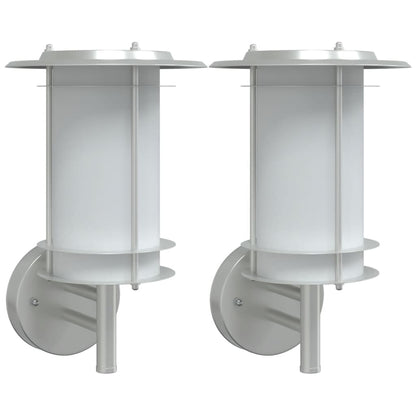 vidaXL Outdoor Wall Lights 2pcs Silver Stainless Steel - 52987