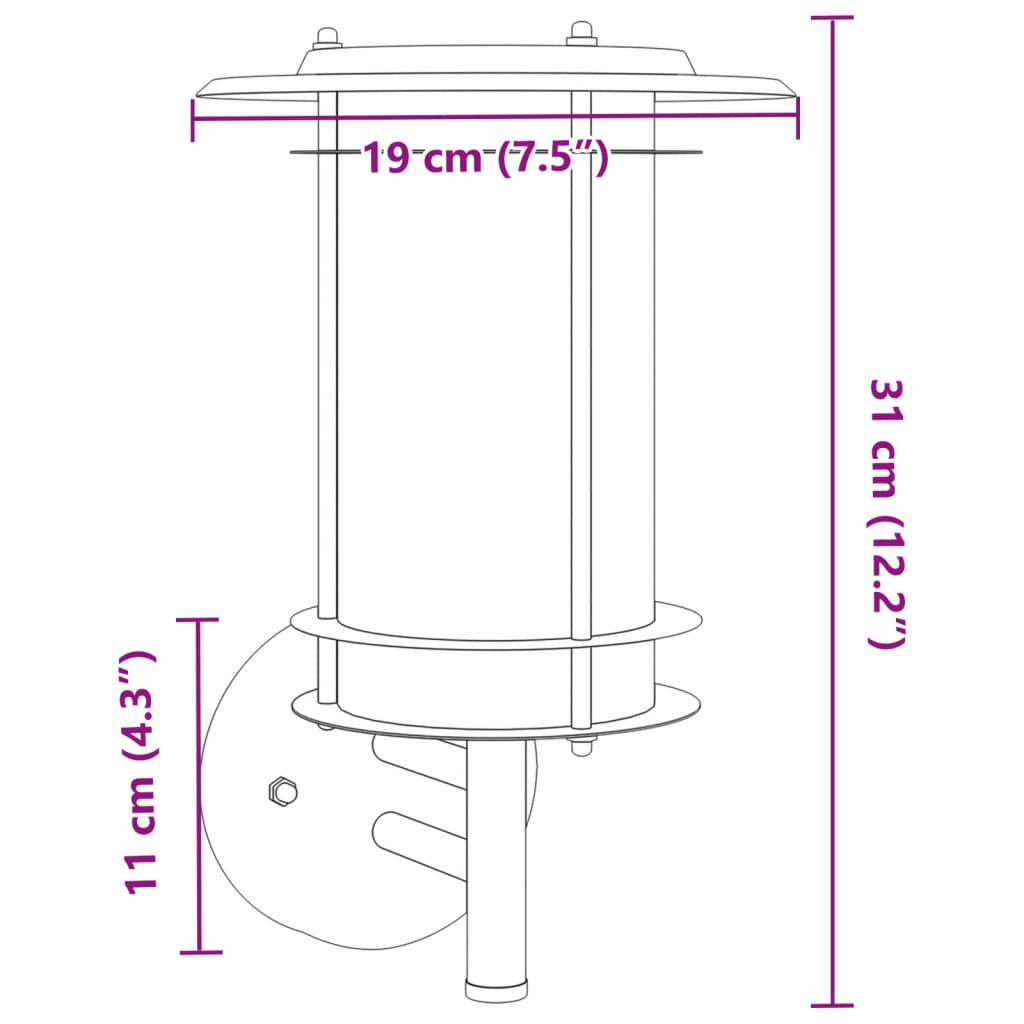 vidaXL Outdoor Wall Lights 2pcs Silver Stainless Steel - 52987