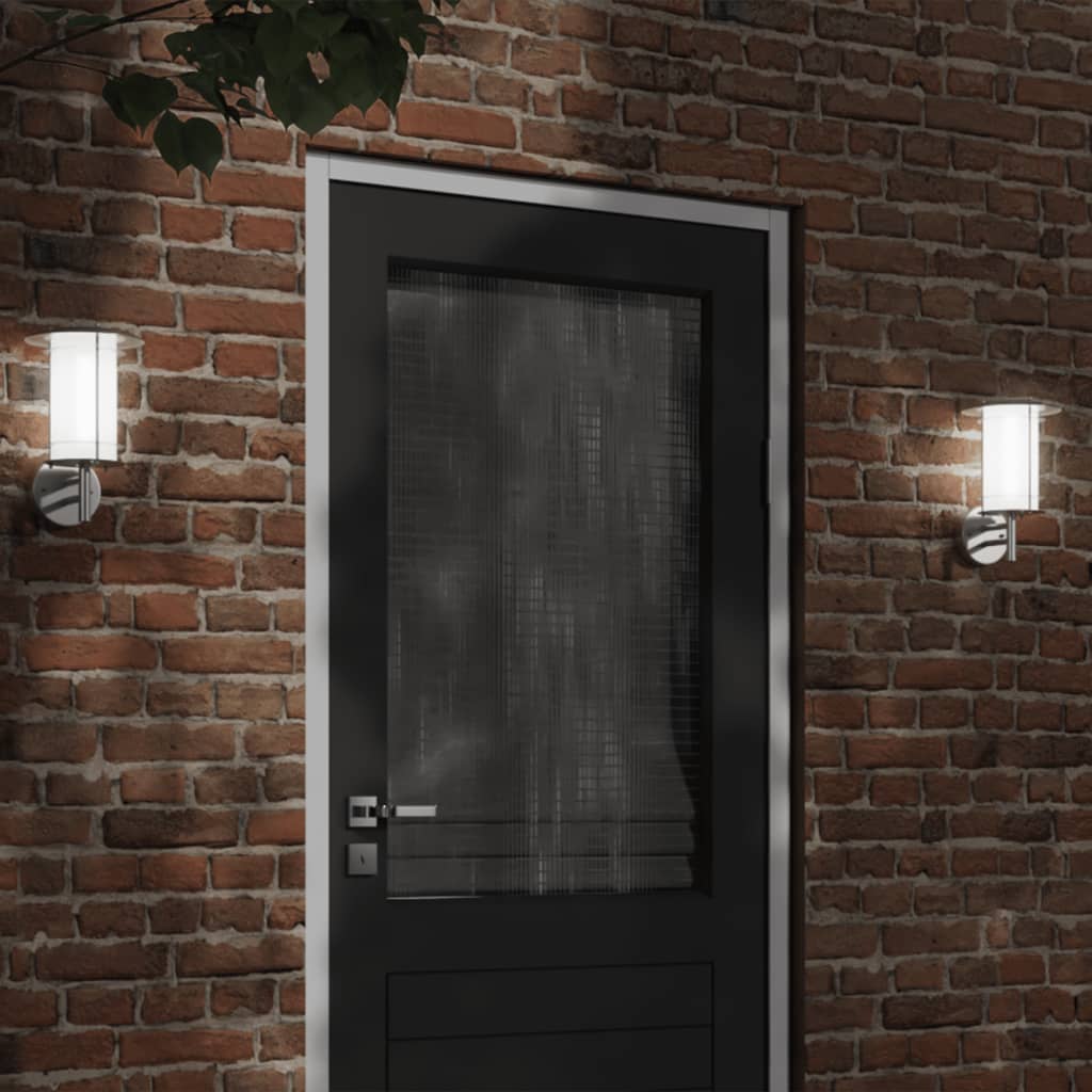 vidaXL Outdoor Wall Lights 2pcs Silver Stainless Steel - 52987