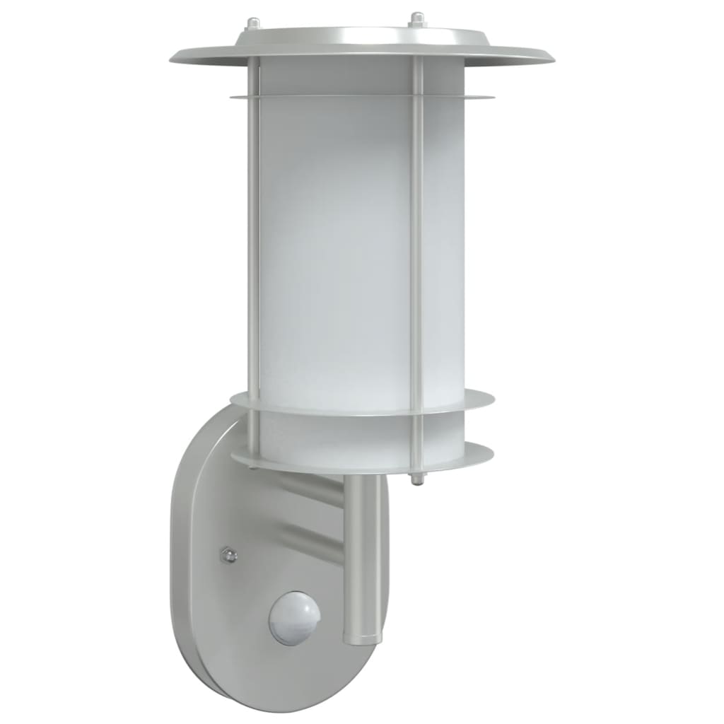 vidaXL Outdoor Wall Light with Sensor Silver Stainless Steel - 52998