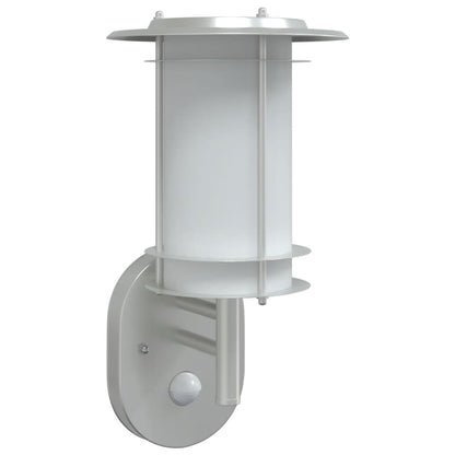 vidaXL Outdoor Wall Light with Sensor Silver Stainless Steel - 52998