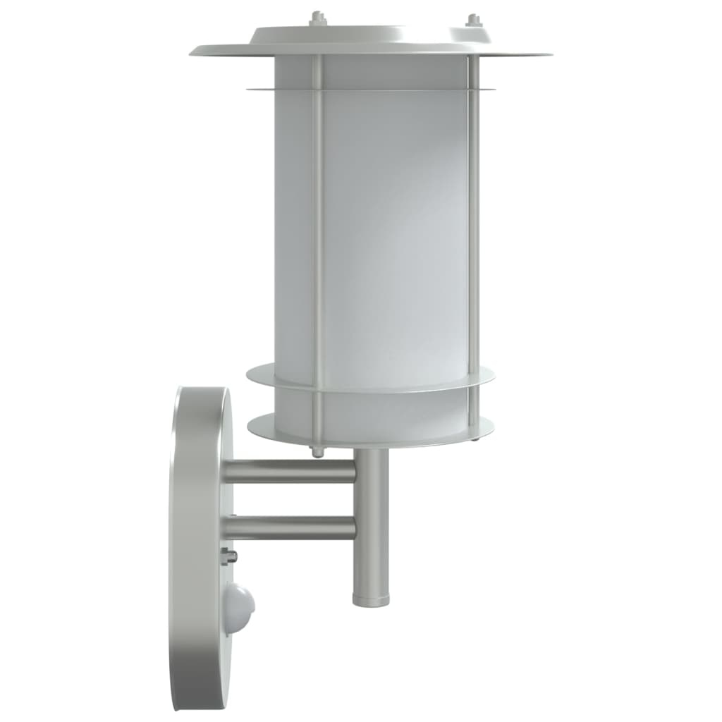 vidaXL Outdoor Wall Light with Sensor Silver Stainless Steel - 52998