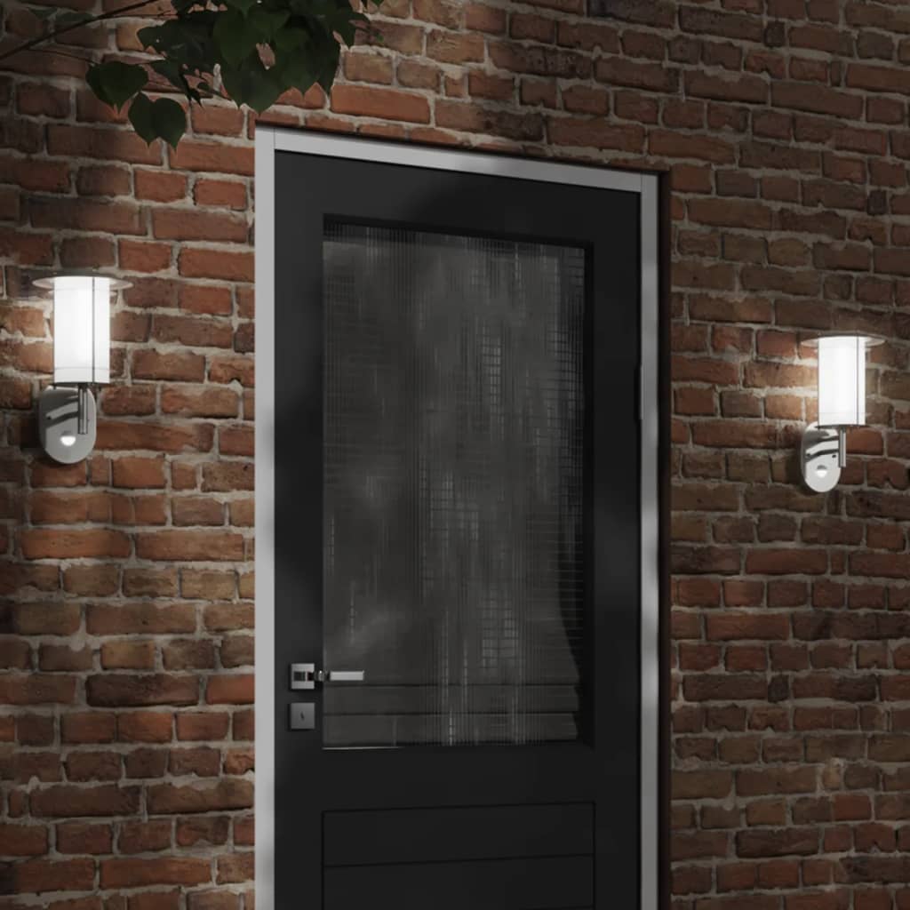 vidaXL Outdoor Wall Light with Sensor Silver Stainless Steel - 52998