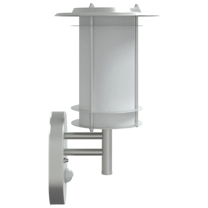 vidaXL Outdoor Wall Lights with Sensors 2pcs Silver Stainless Steel - 53009