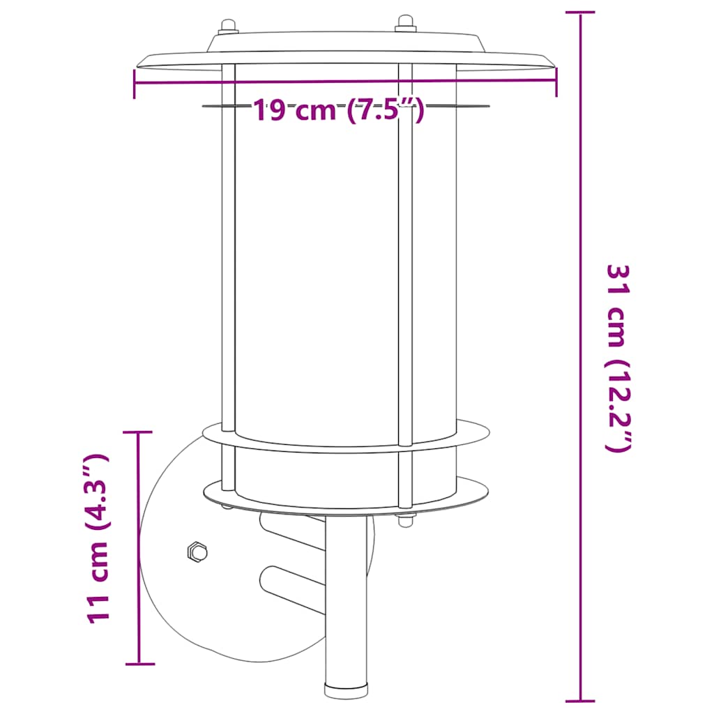 vidaXL Outdoor Wall Light Black Stainless Steel - 53010
