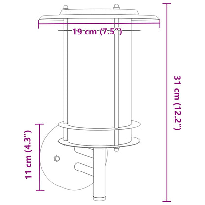 vidaXL Outdoor Wall Light Black Stainless Steel - 53010