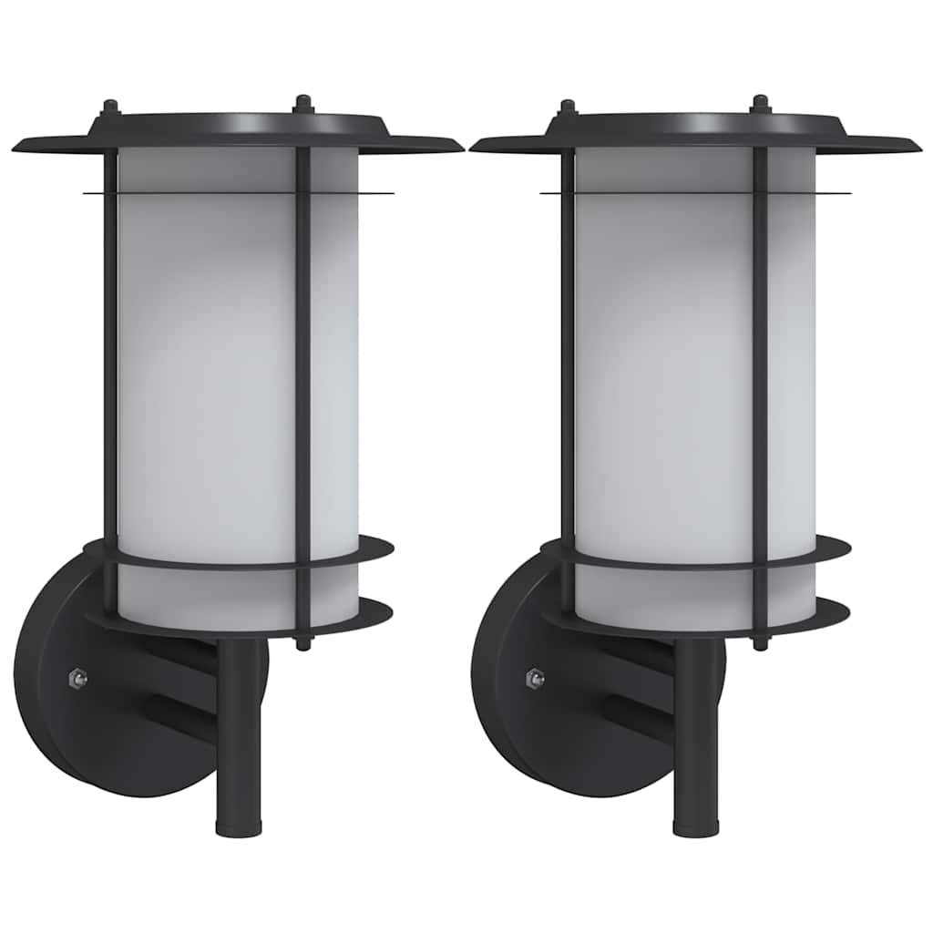 vidaXL Outdoor Wall Lights 2pcs Black Stainless Steel - 53015