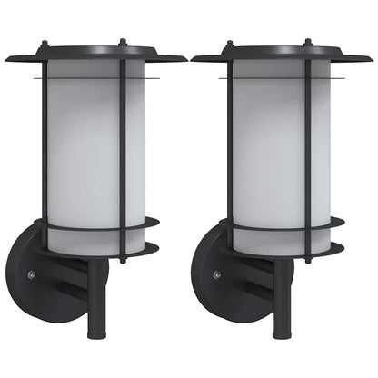 vidaXL Outdoor Wall Lights 2pcs Black Stainless Steel - 53015