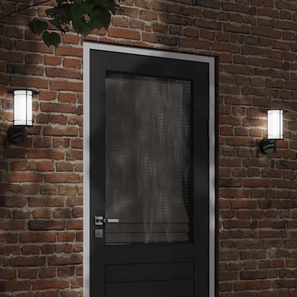 vidaXL Outdoor Wall Lights 2pcs Black Stainless Steel - 53015