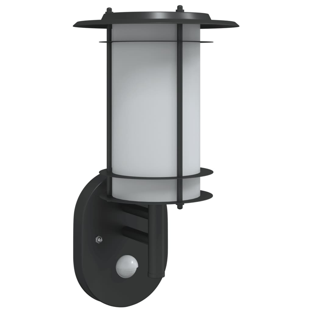 vidaXL Outdoor Wall Light with Sensor Black Stainless Steel - 53016