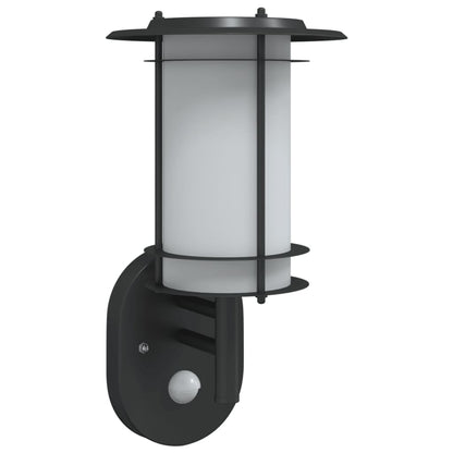 vidaXL Outdoor Wall Light with Sensor Black Stainless Steel - 53016