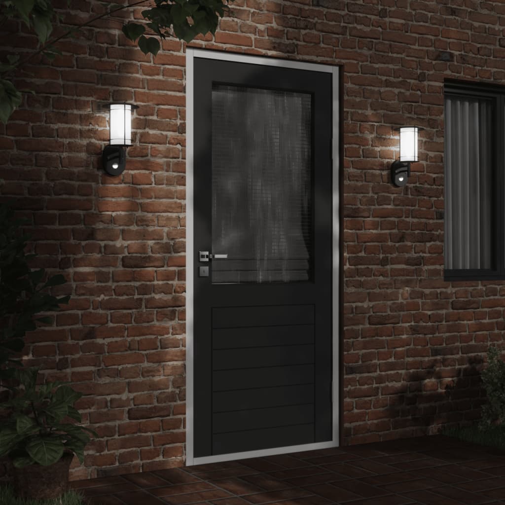 vidaXL Outdoor Wall Light with Sensor Black Stainless Steel - 53016