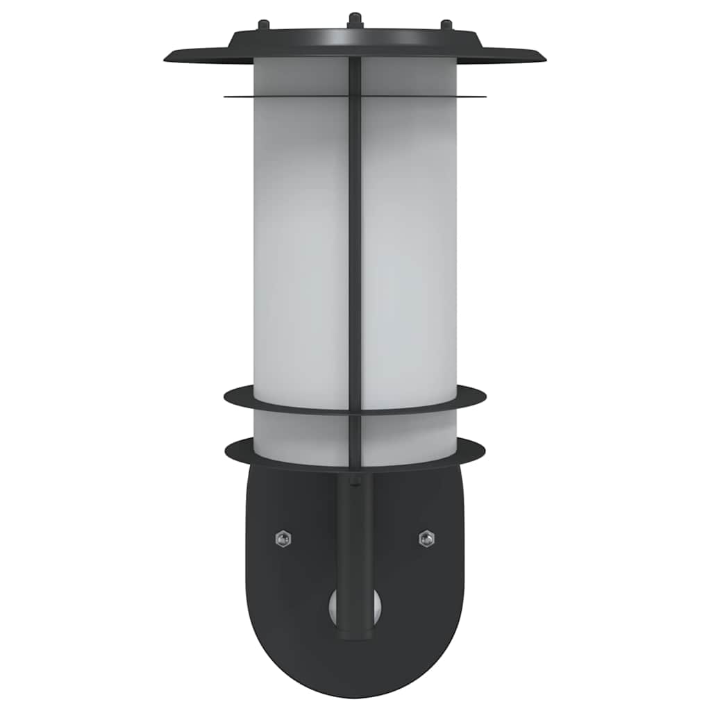 vidaXL Outdoor Wall Light with Sensor Black Stainless Steel - 53016