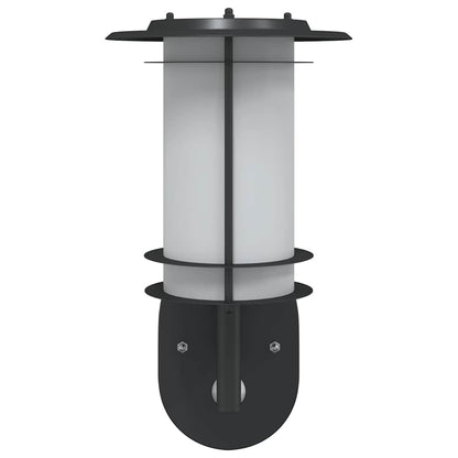 vidaXL Outdoor Wall Light with Sensor Black Stainless Steel - 53016