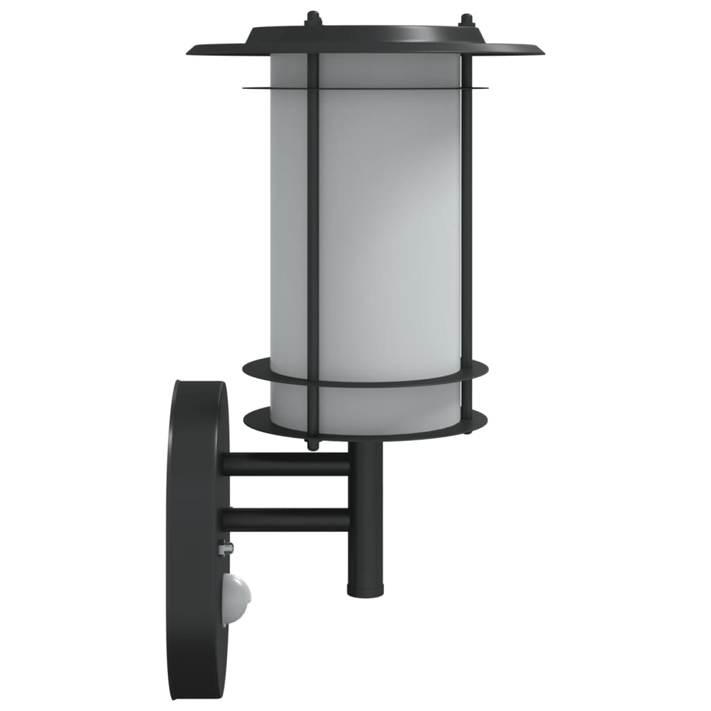 vidaXL Outdoor Wall Light with Sensor Black Stainless Steel - 53016