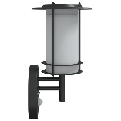 vidaXL Outdoor Wall Light with Sensor Black Stainless Steel - 53016