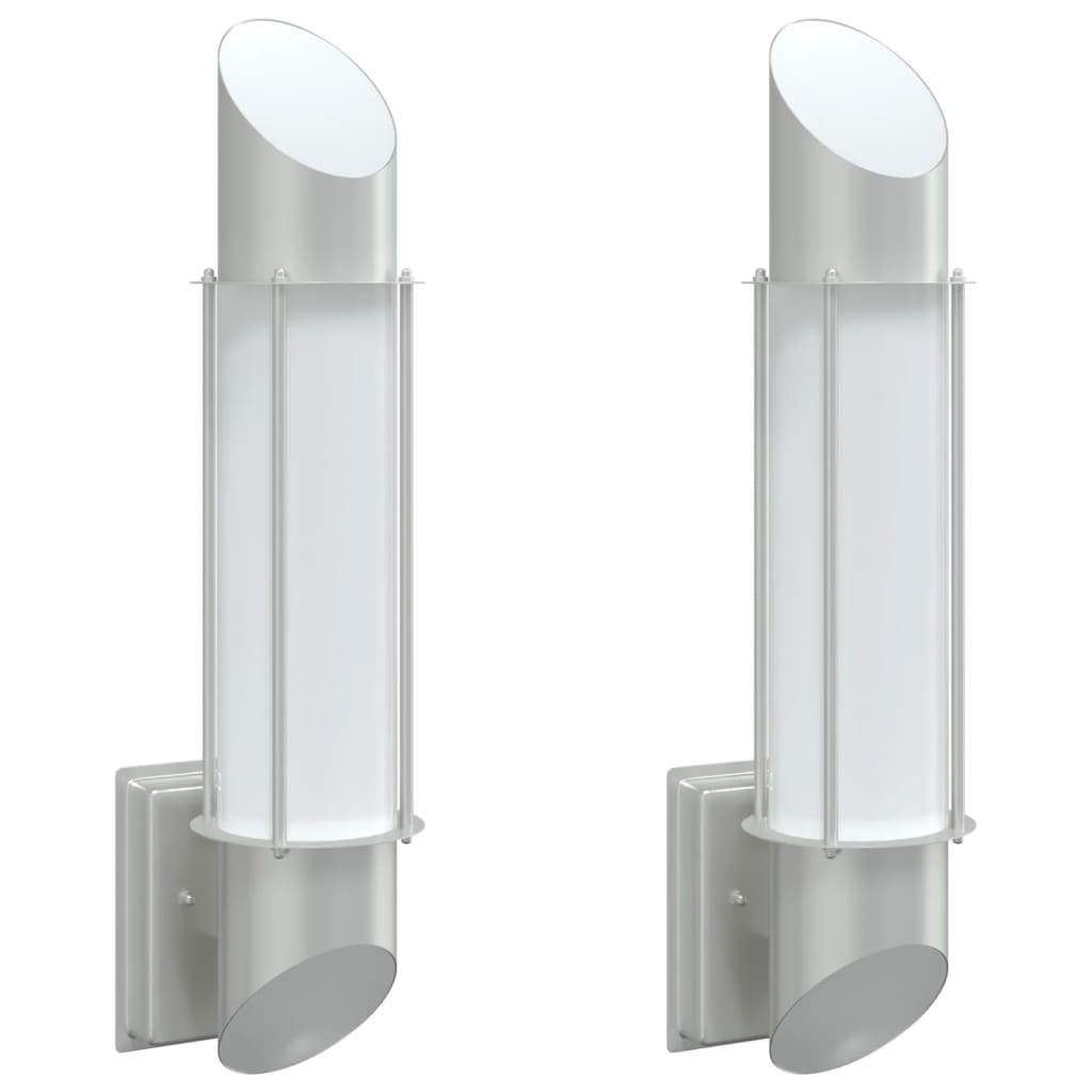 vidaXL Outdoor Wall Lights 2pcs Silver Stainless Steel - 53021
