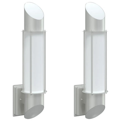 vidaXL Outdoor Wall Lights 2pcs Silver Stainless Steel - 53021