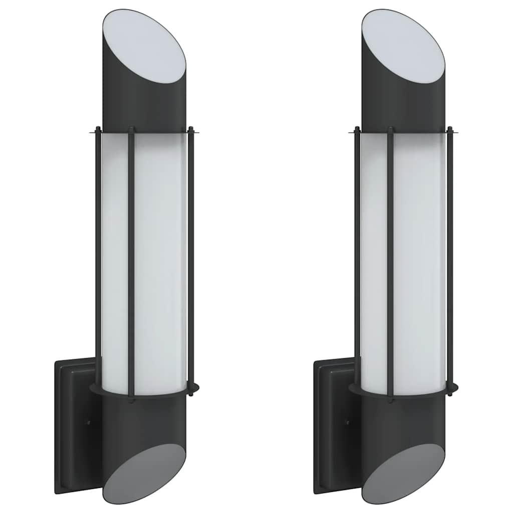 vidaXL Outdoor Wall Lights 2pcs Black Stainless Steel - 53031
