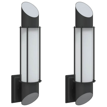 vidaXL Outdoor Wall Lights 2pcs Black Stainless Steel - 53031