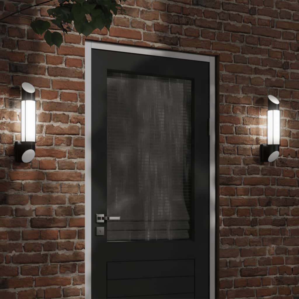 vidaXL Outdoor Wall Lights 2pcs Black Stainless Steel - 53031