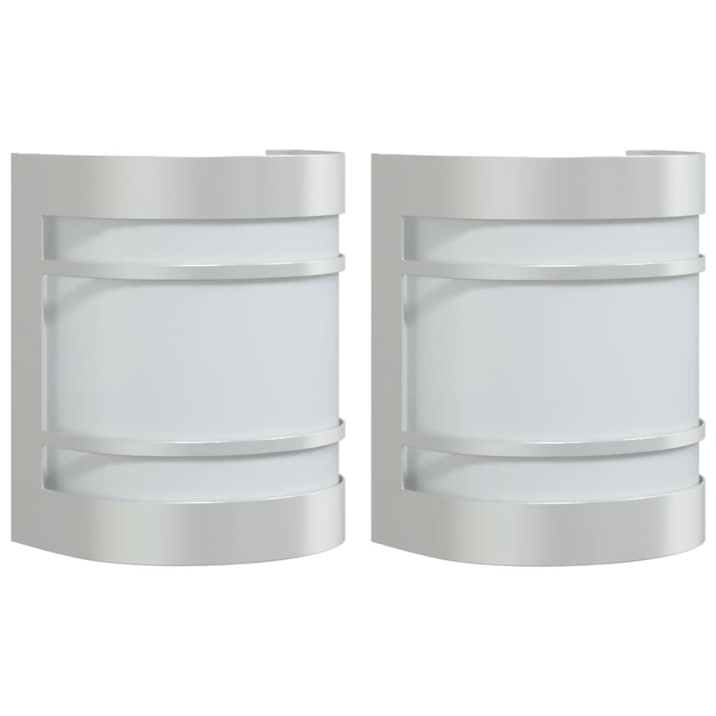 vidaXL Outdoor Wall Lights 2pcs Silver Stainless Steel - 53038
