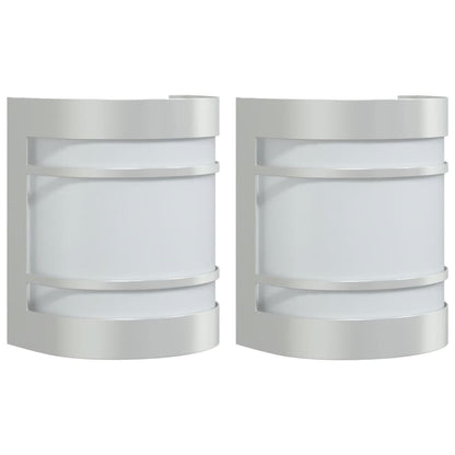 vidaXL Outdoor Wall Lights 2pcs Silver Stainless Steel - 53038