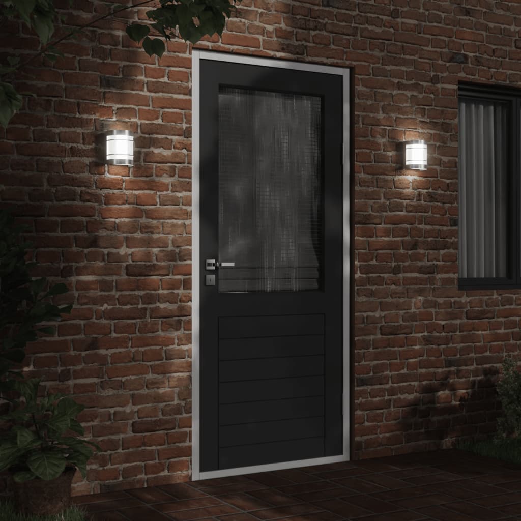 vidaXL Outdoor Wall Lights 2pcs Silver Stainless Steel - 53038
