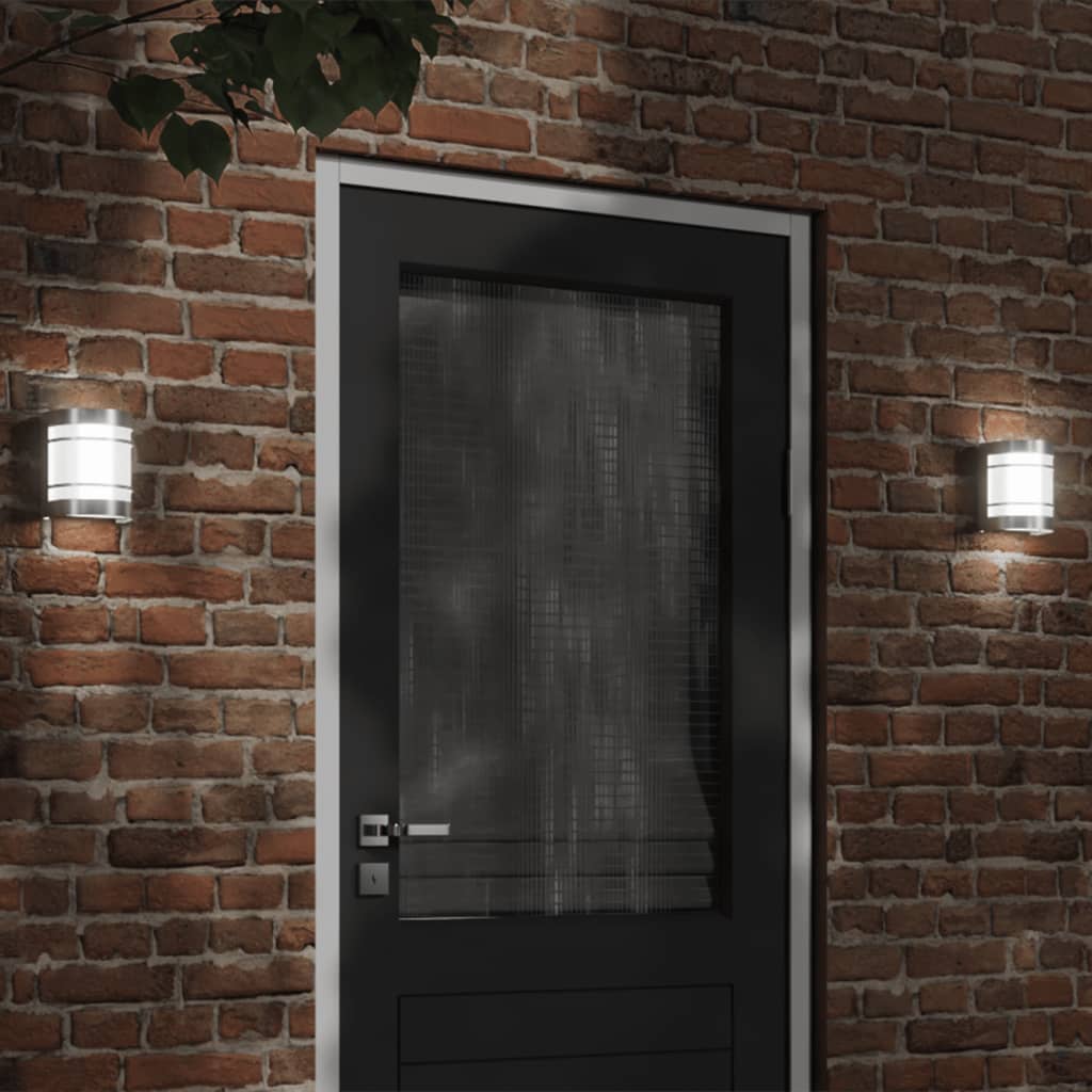 vidaXL Outdoor Wall Lights 2pcs Silver Stainless Steel - 53038