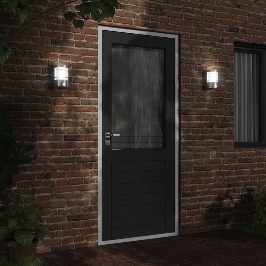 vidaXL Outdoor Wall Lights with Sensors 2pcs Silver Stainless Steel - 53039