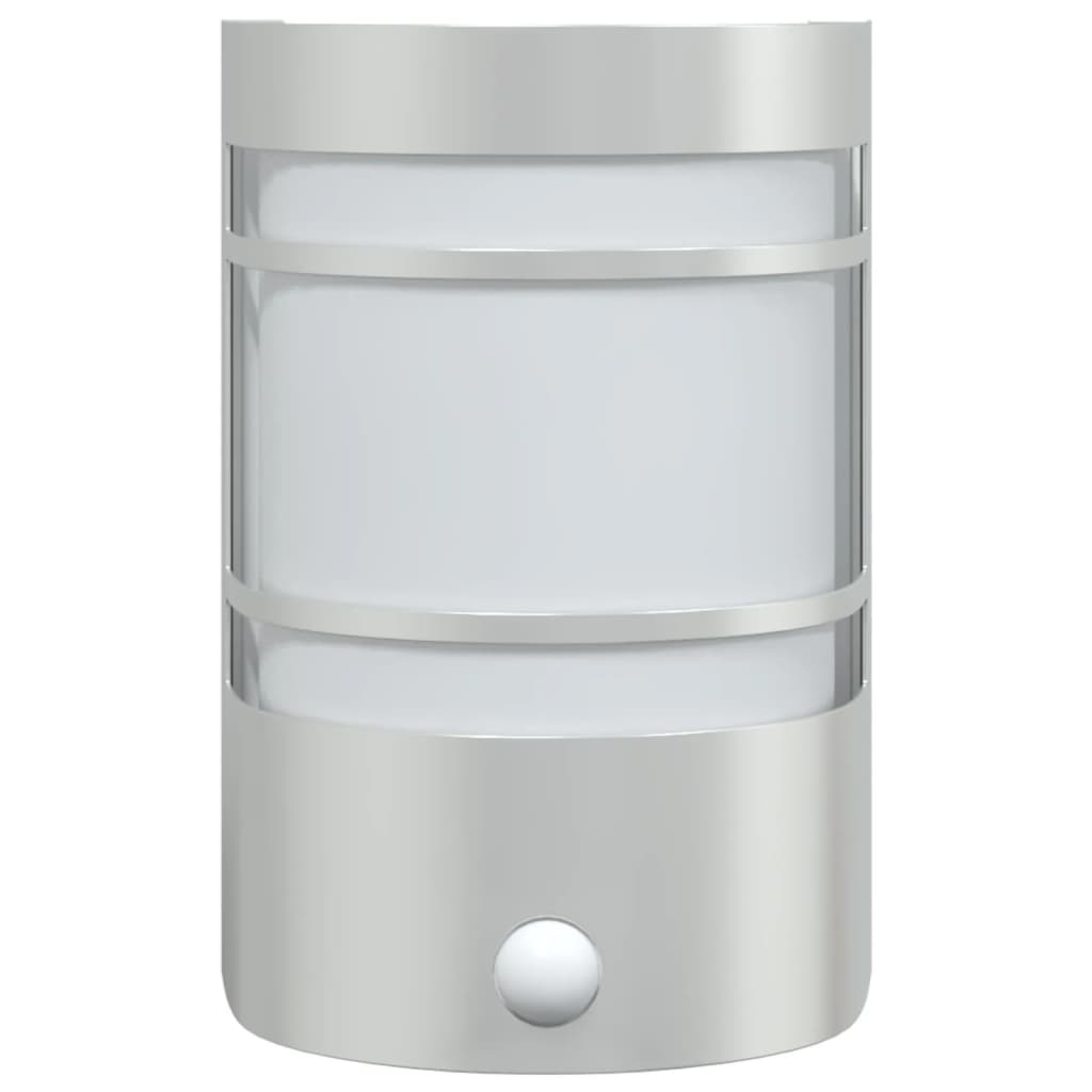 vidaXL Outdoor Wall Lights with Sensors 2pcs Silver Stainless Steel - 53039
