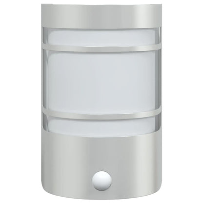 vidaXL Outdoor Wall Lights with Sensors 2pcs Silver Stainless Steel - 53039