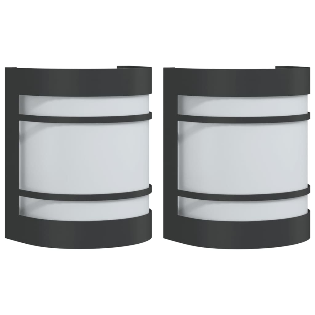 vidaXL Outdoor Wall Lights 2pcs Black Stainless Steel - 53047