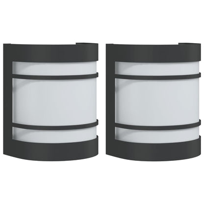 vidaXL Outdoor Wall Lights 2pcs Black Stainless Steel - 53047