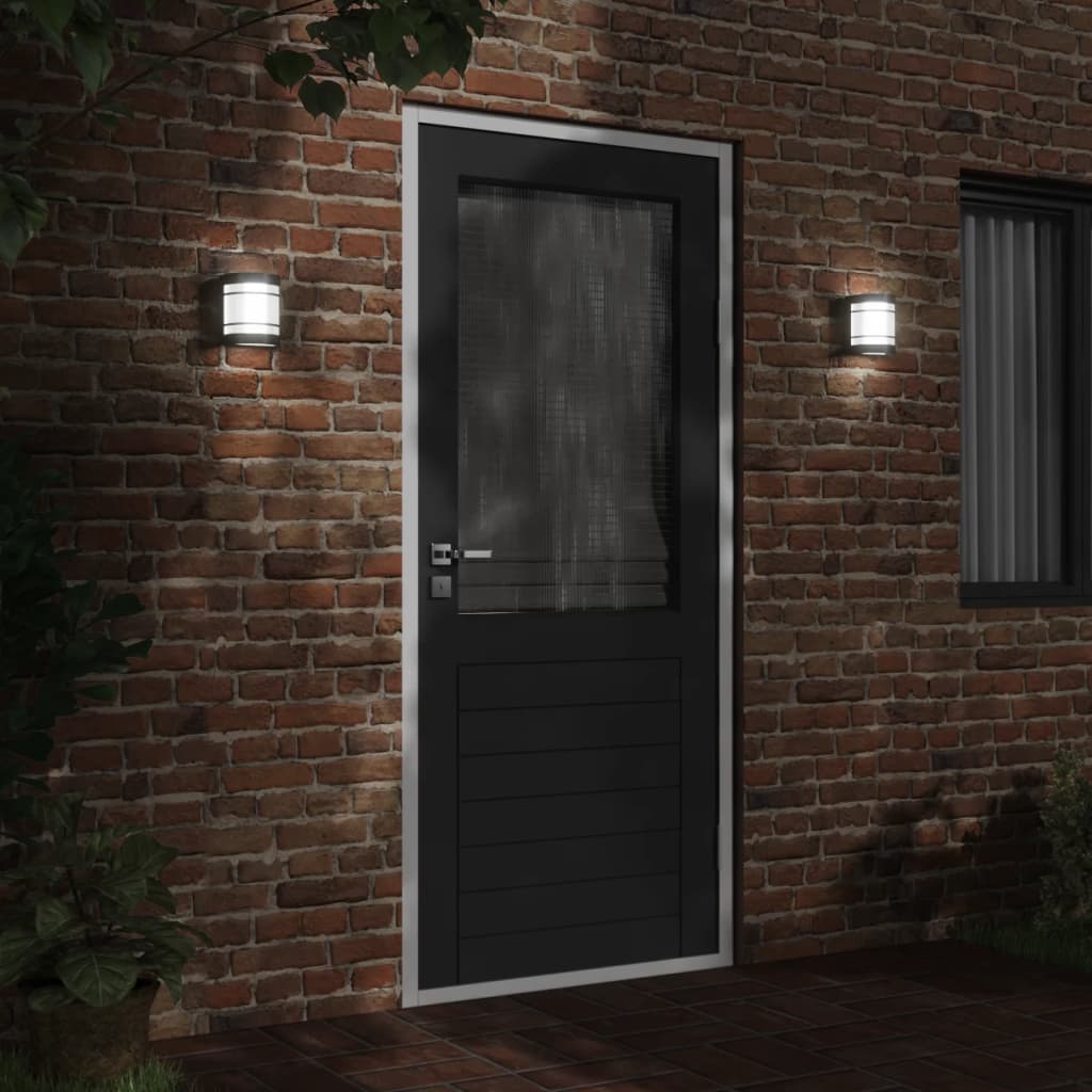 vidaXL Outdoor Wall Lights 2pcs Black Stainless Steel - 53047